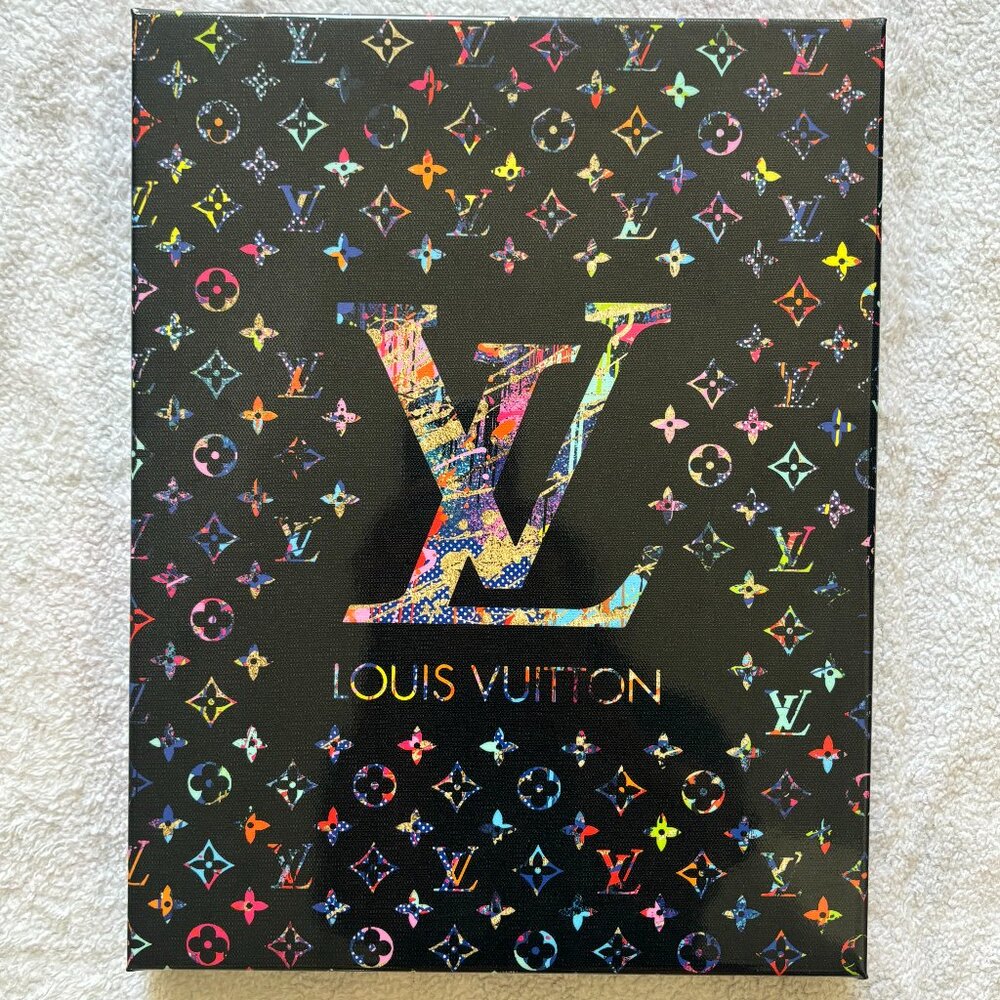 Louis Vuitton Wall Art Canvas Black Multicolor NEW LV Logo 11x14 Home Decor